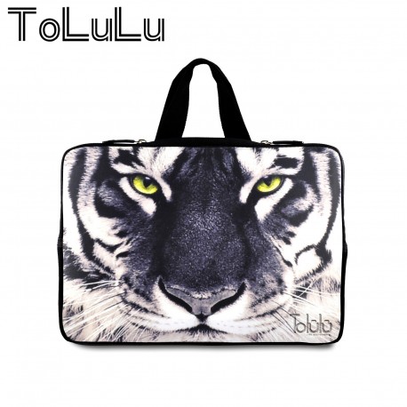 17 Inch White Tiger Face Sleeve Bag